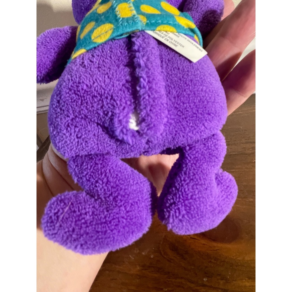 Vintage Purple Sing-a-ma-Jig Plush Toy Teal Yellow Polka Dot Shirt - Picture 5 of 5